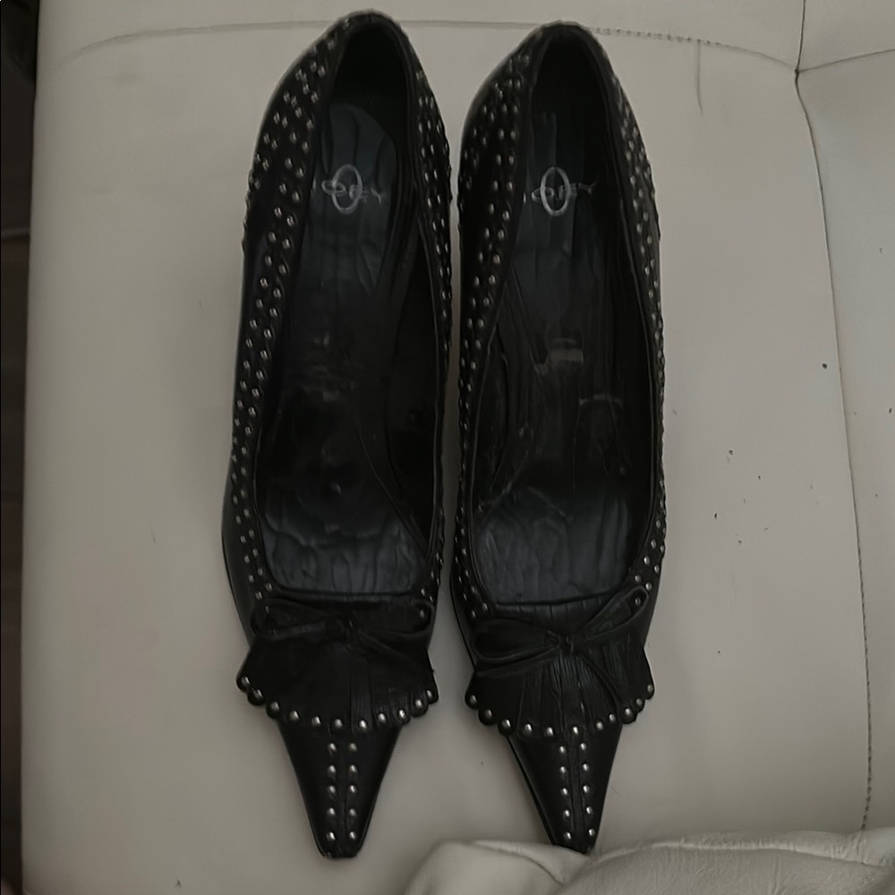 Joey Black Textured Heels Elegant Design